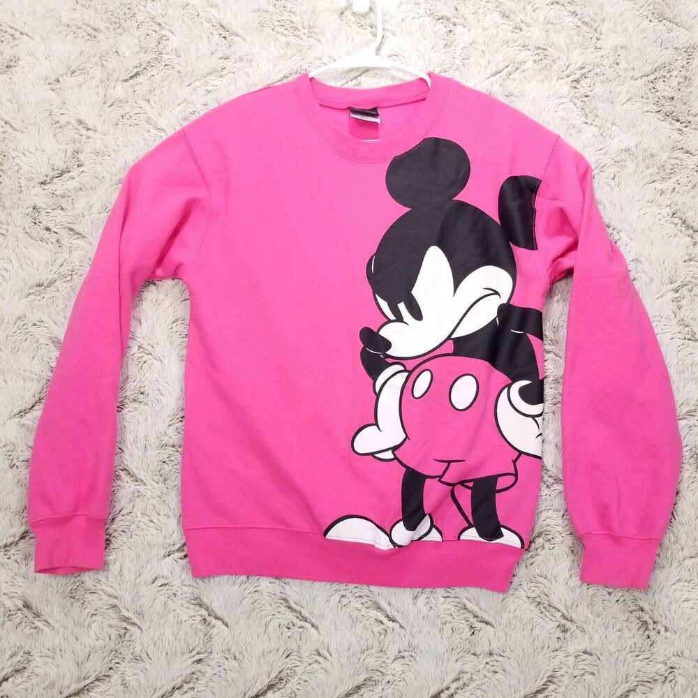 Disney Mickey Mouse Pink Sweatshirt XS(1) Fleece Pullover Womens